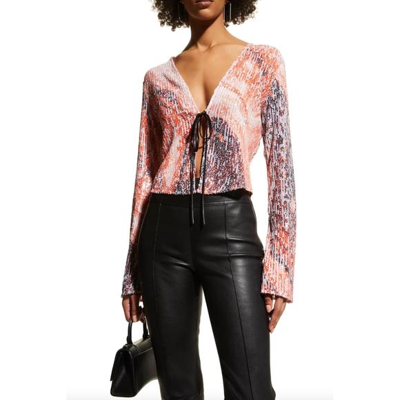 NEW IN THE MOOD FOR LOVE ruddy marble print top in orange - Picture 1 of 3